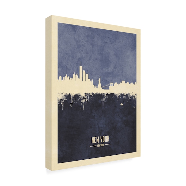 Michael Tompsett 'New York Skyline Navy Poster' Canvas Art,24x32